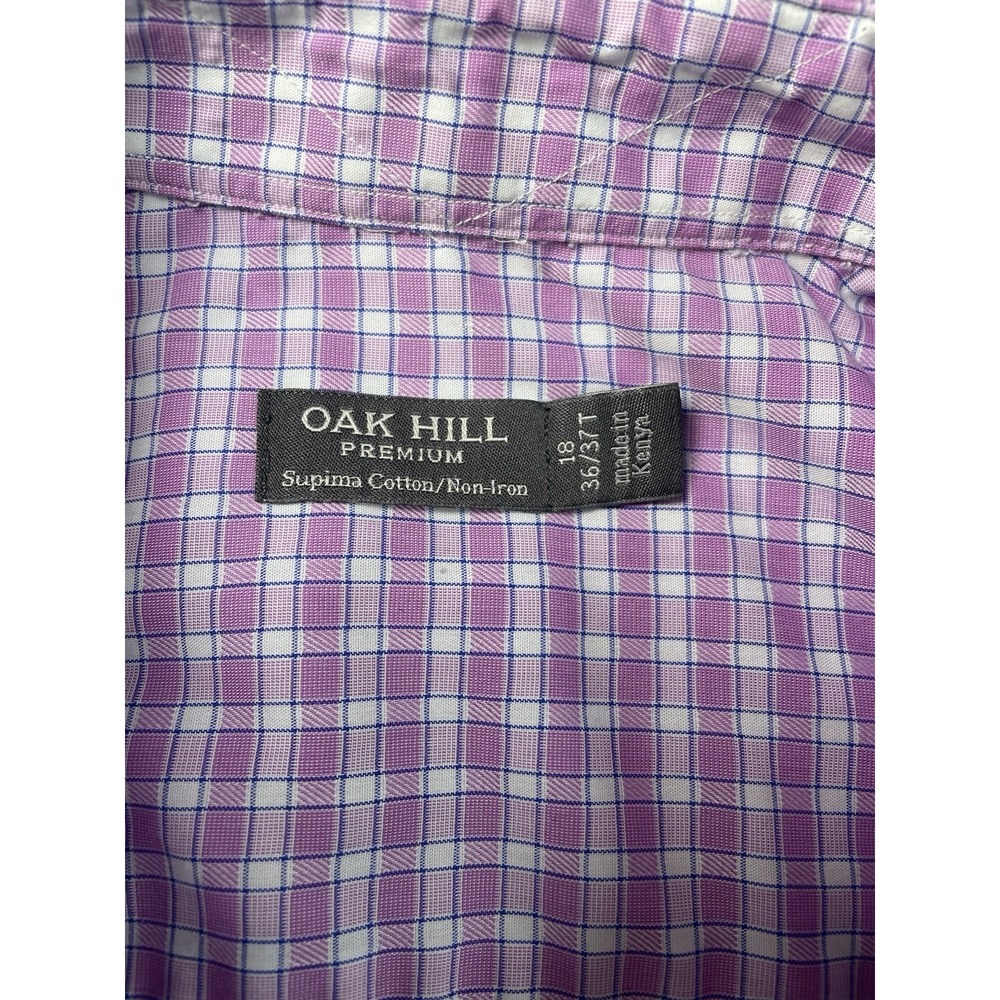 Oak Hill Premium Mens Gingham Non Iron Button Down Shirt 18 36/37 T - Picture 3 of 16
